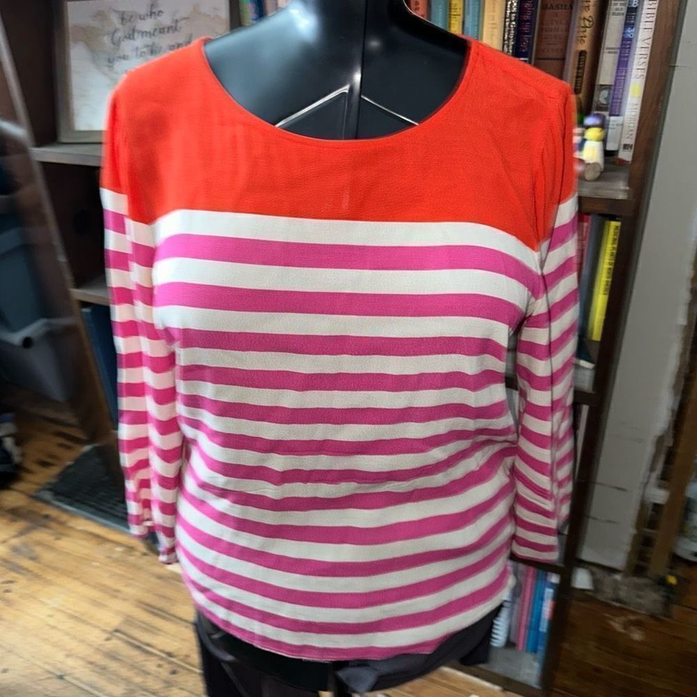 J Crew pink striped preppy 8 nautical long sleeve shirt